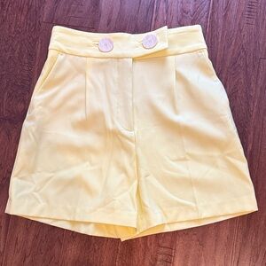 Zara High Waist Yellow Women's Shorts